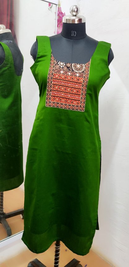 Green kurti with embroidery